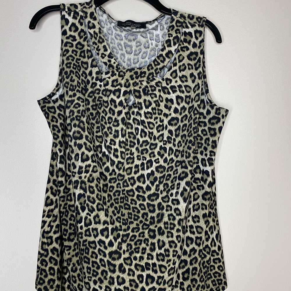 Black Label By Evan-Picone Leopard Print sleeveless blouse